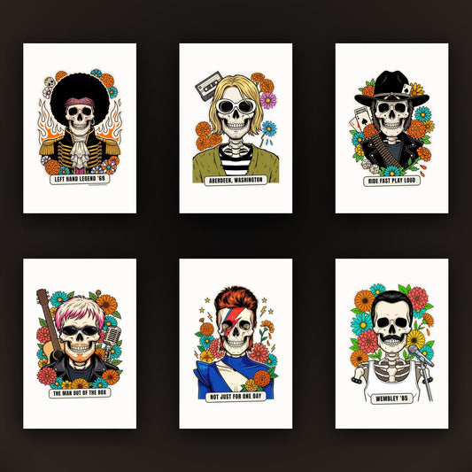 Portafoto trasparenti 10 x 15 con le Calaveras del Rock in fila