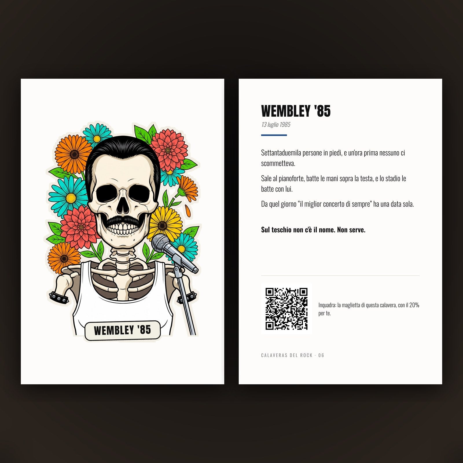 Calavera del Rock: fronte e retro della card 10 x 15