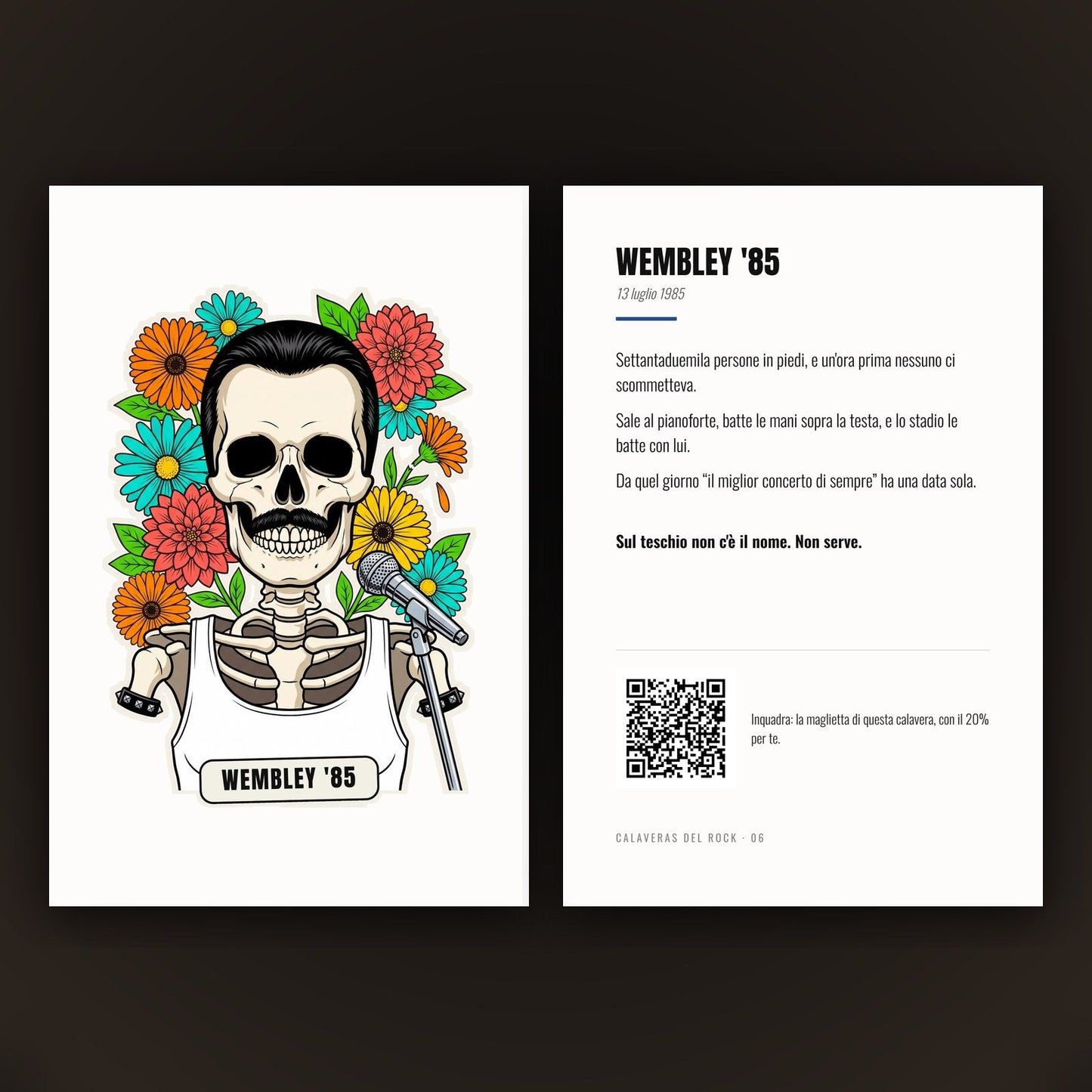 Calavera del Rock: fronte e retro della card da collezione 10 x 15