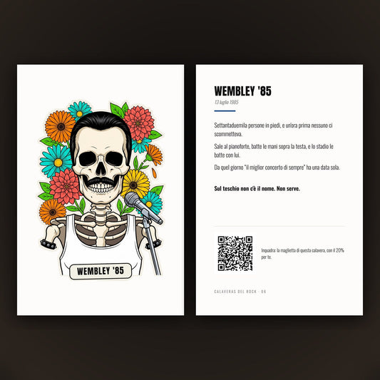 Calavera del Rock: fronte e retro della card da collezione 10 x 15
