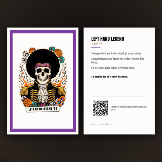 Calavera del Rock: fronte e retro della card 10 x 15