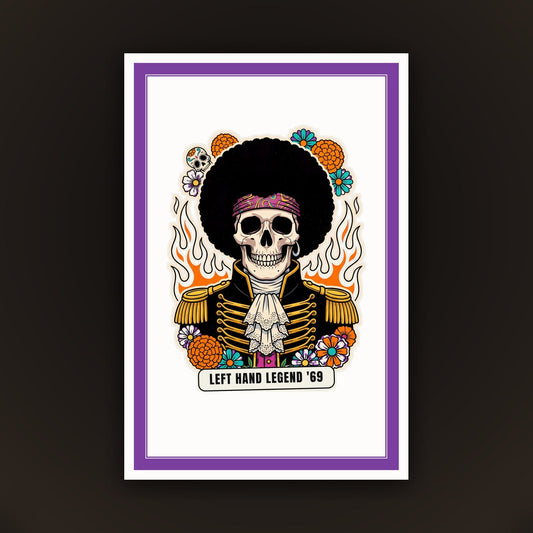 Calavera Left Hand Legend, card 10 x 15 con cornice viola