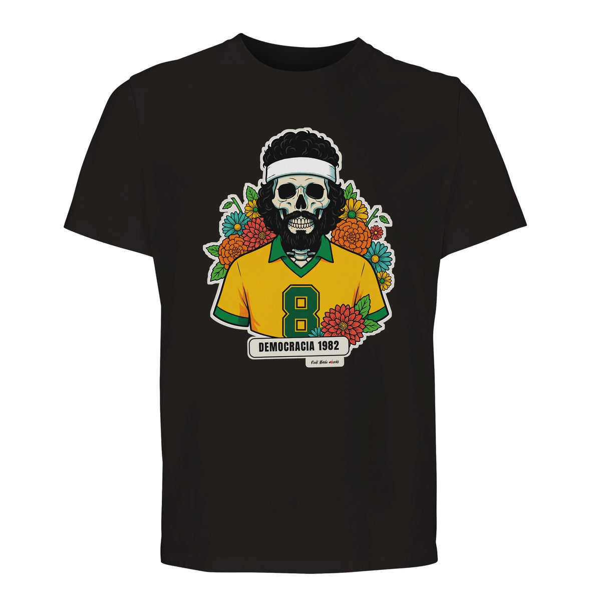 T-shirt Premium nera con la calavera Democracia 1982