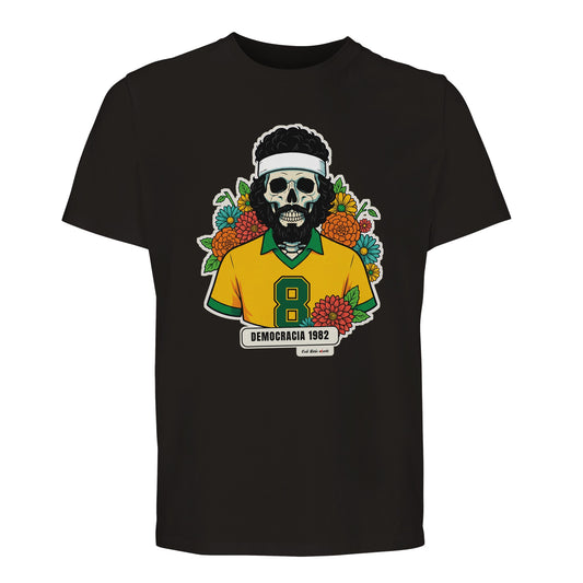 T-shirt Premium nera con la calavera Democracia 1982