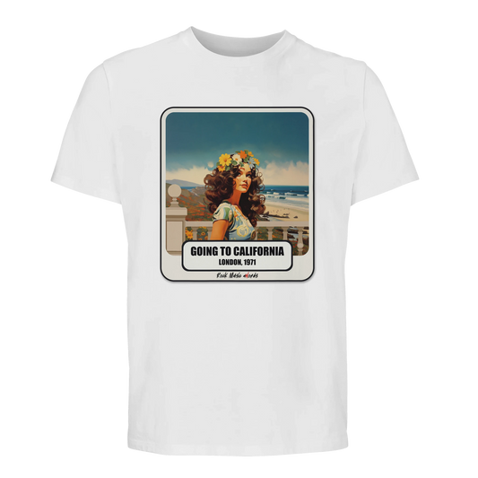 T-shirt premium bianco con la stampa Rock Art «Going to California»