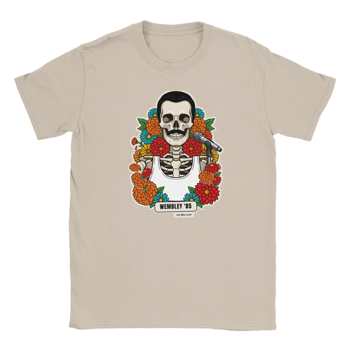 T-shirt color sabbia con la calavera Wembley '85