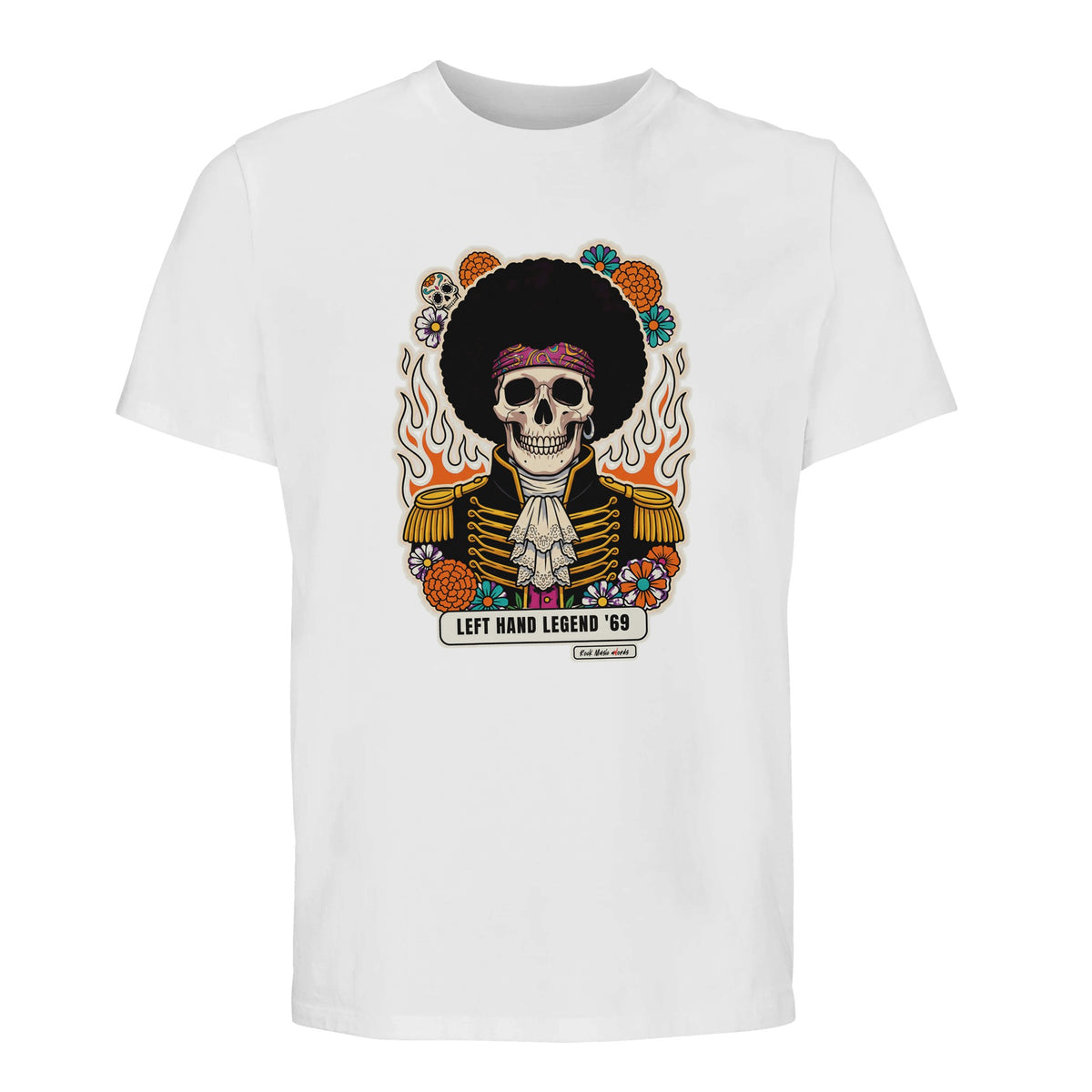 T-shirt Premium bianca con la calavera Left Hand Legend