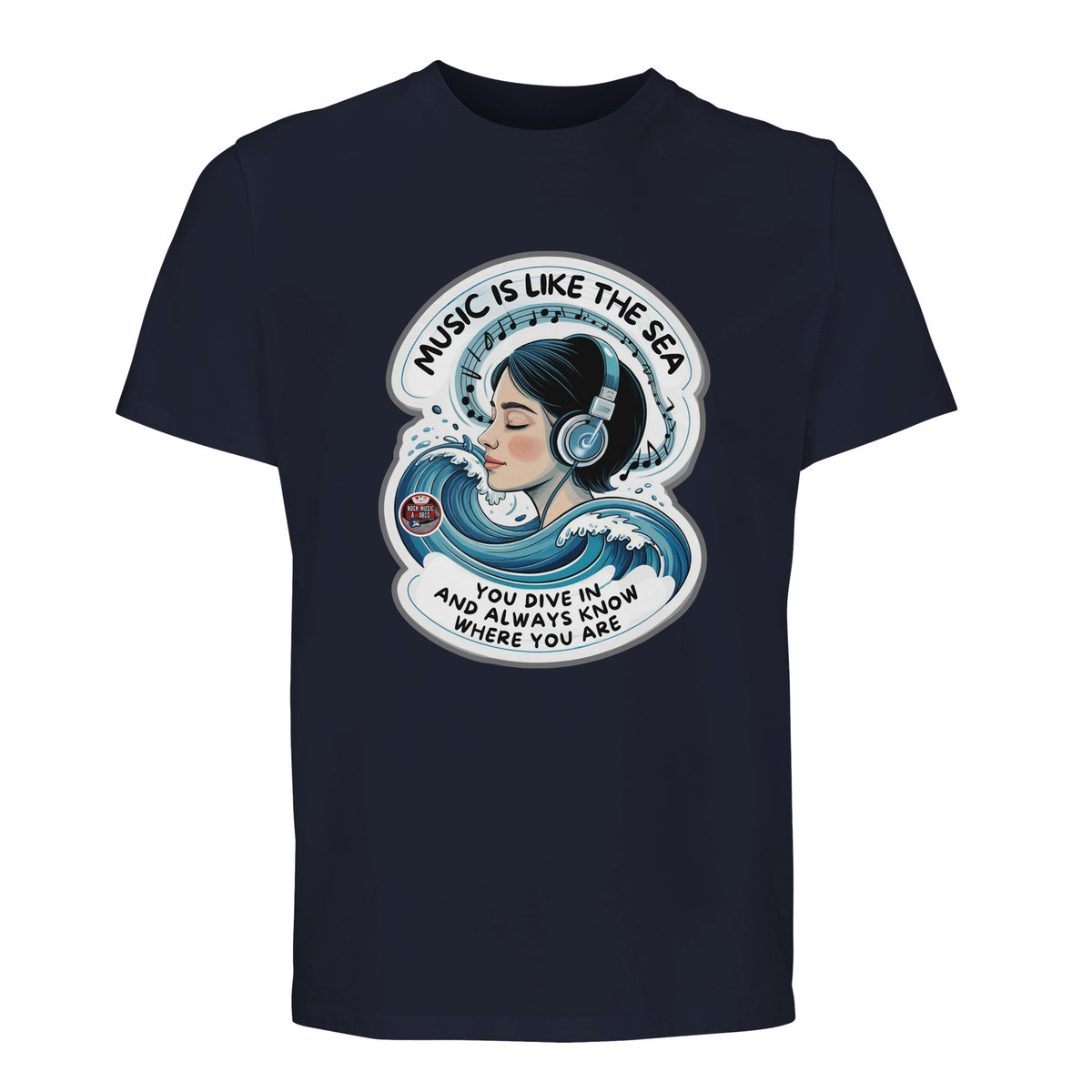 T-shirt Premium con lo slogan «Music is like the sea»