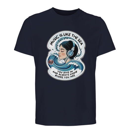T-shirt Premium con lo slogan «Music is like the sea»