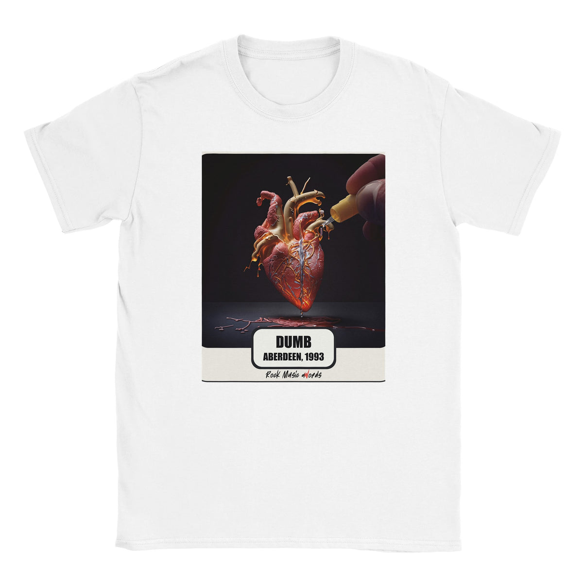 T-shirt bianca con la stampa Rock Art «Dumb – Aberdeen, 1993»
