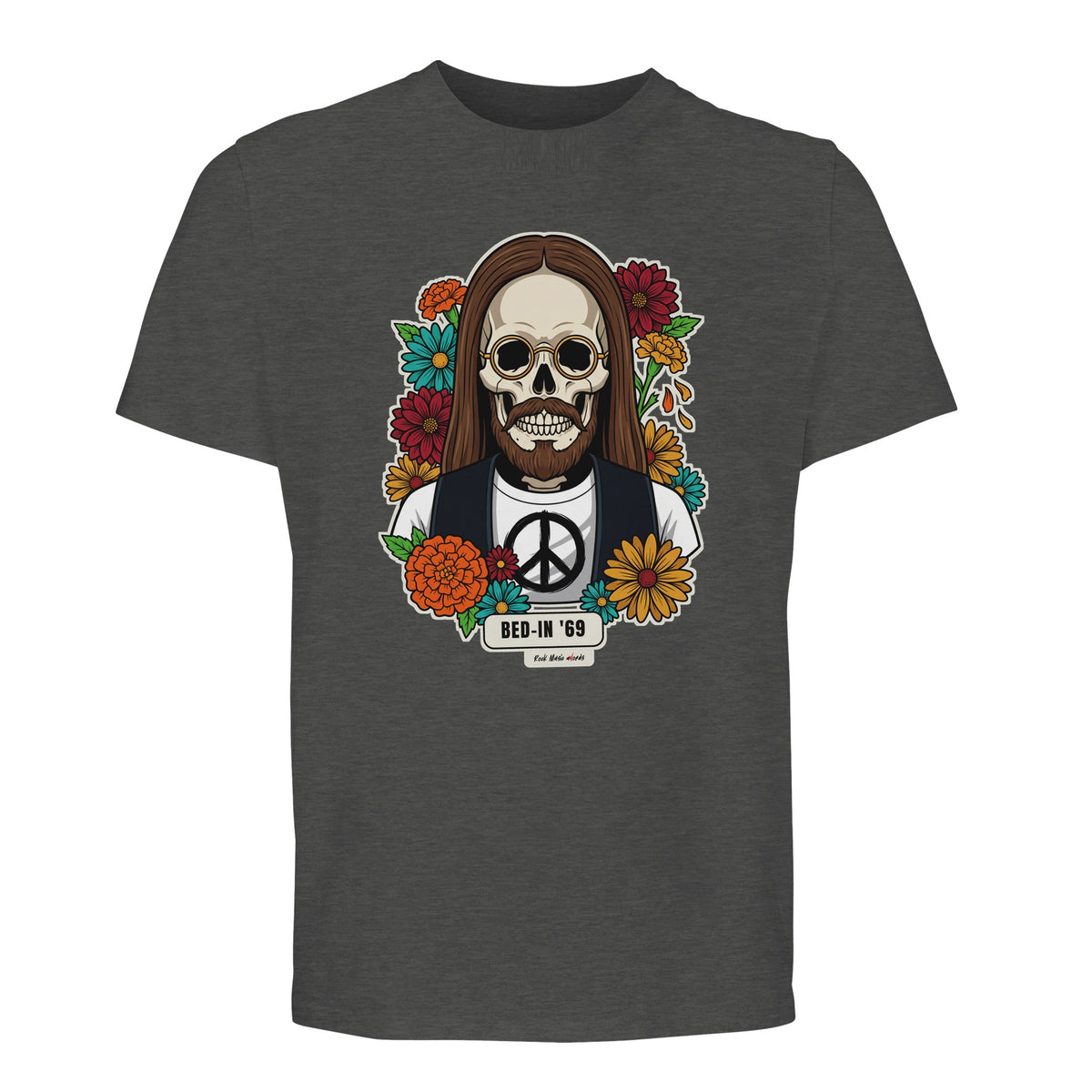 T-shirt Premium grigio melange con la calavera Bed-In '69