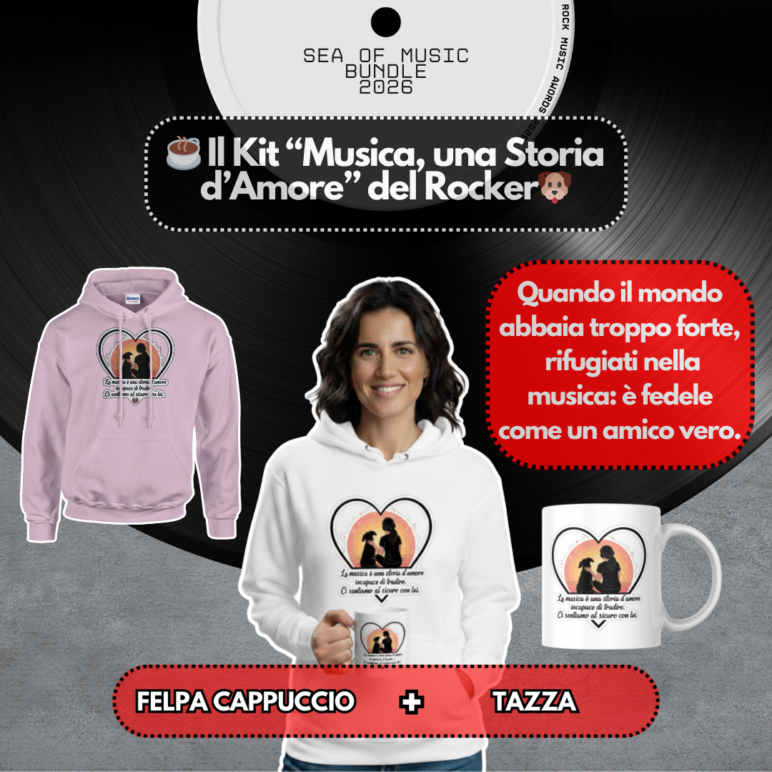 Kit Storia d'Amore Rock - Felpa con Cappuccio + Tazza  [IT]