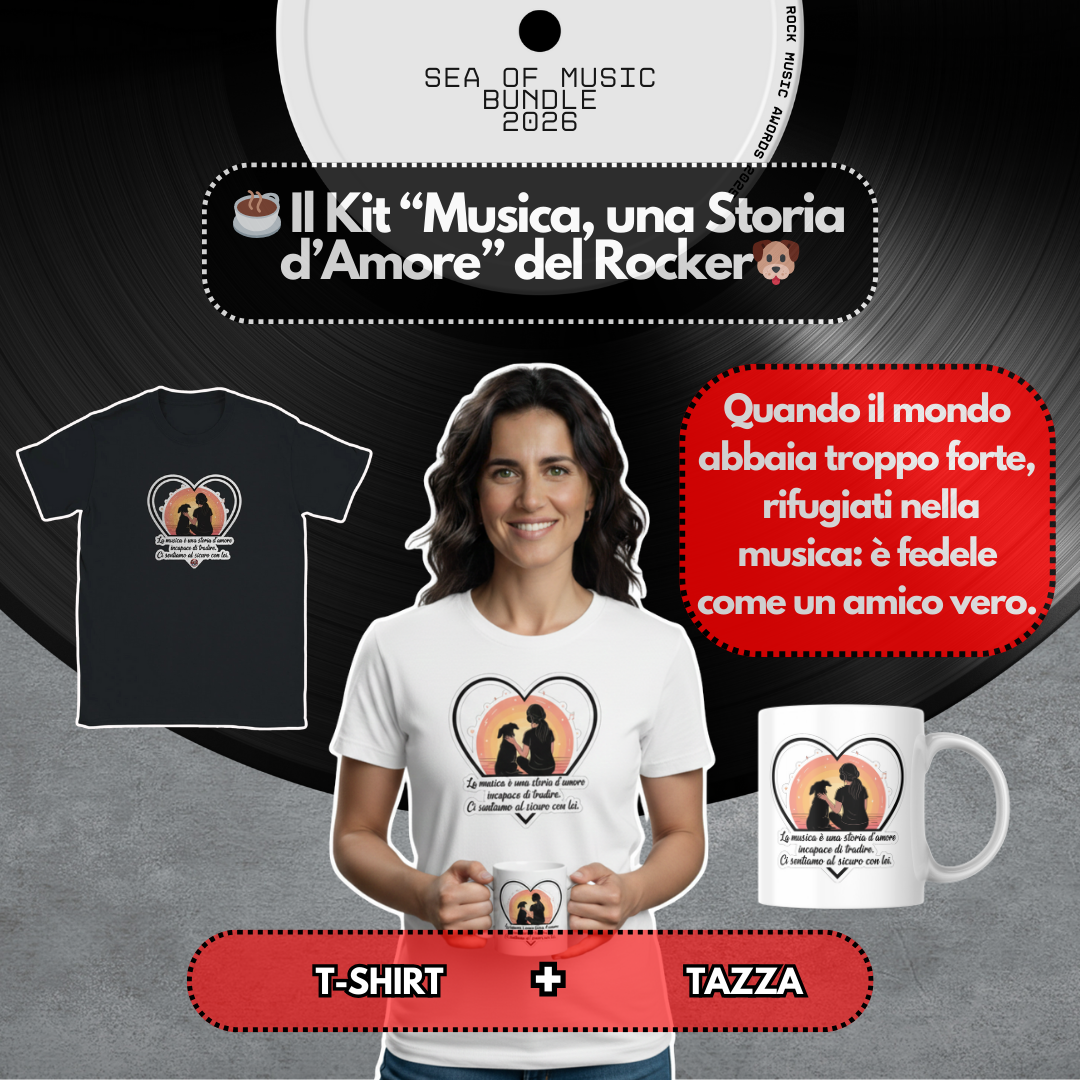 Kit Storia d'Amore Rock – T-Shirt + Tazza [IT]