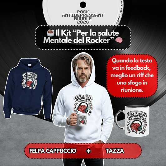 Kit Antidepressivo Rock – Felpa con Cappuccio + Tazza [IT]