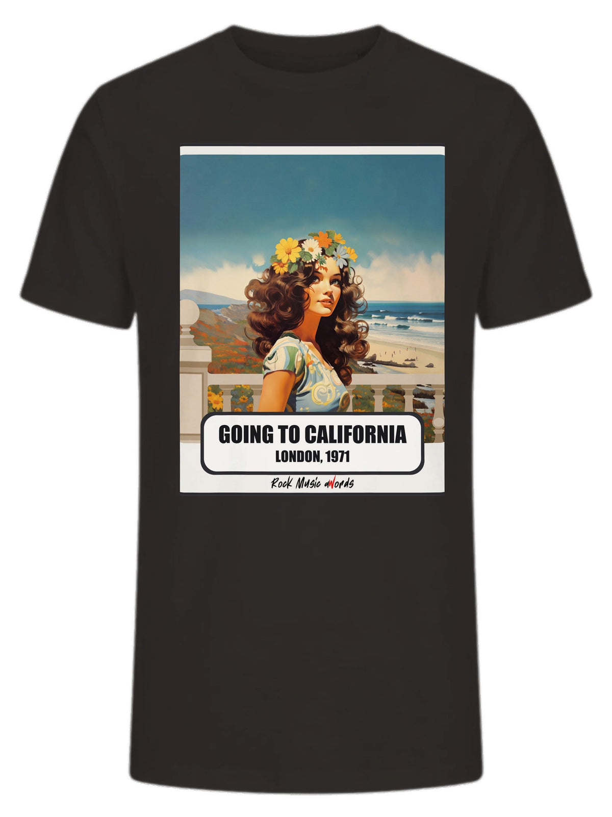 T-Shirt Premium nero con la stampa Rock Art «Going to California»