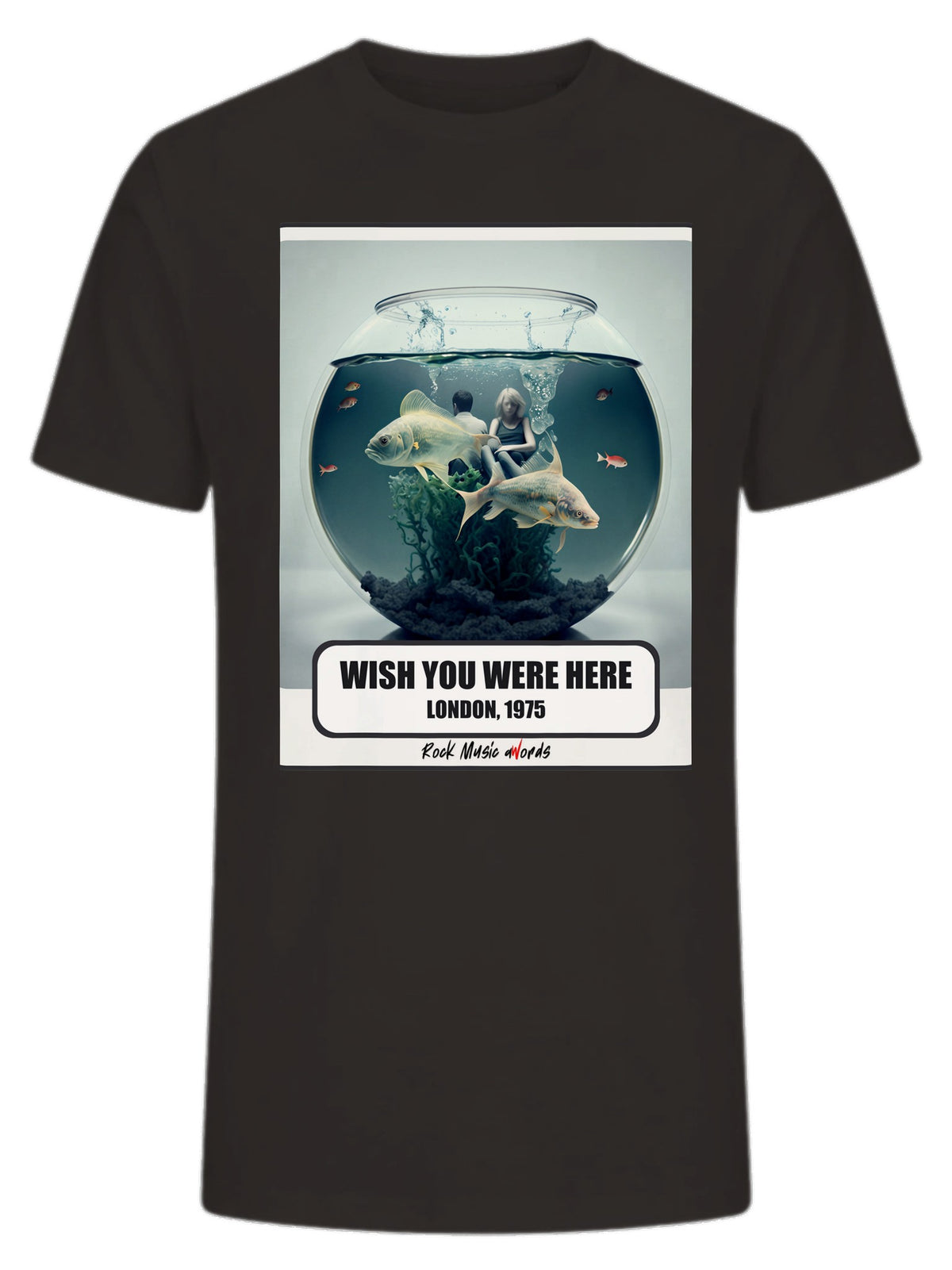 T-Shirt Premium nero con la stampa Rock Art «Wish You Were Here»